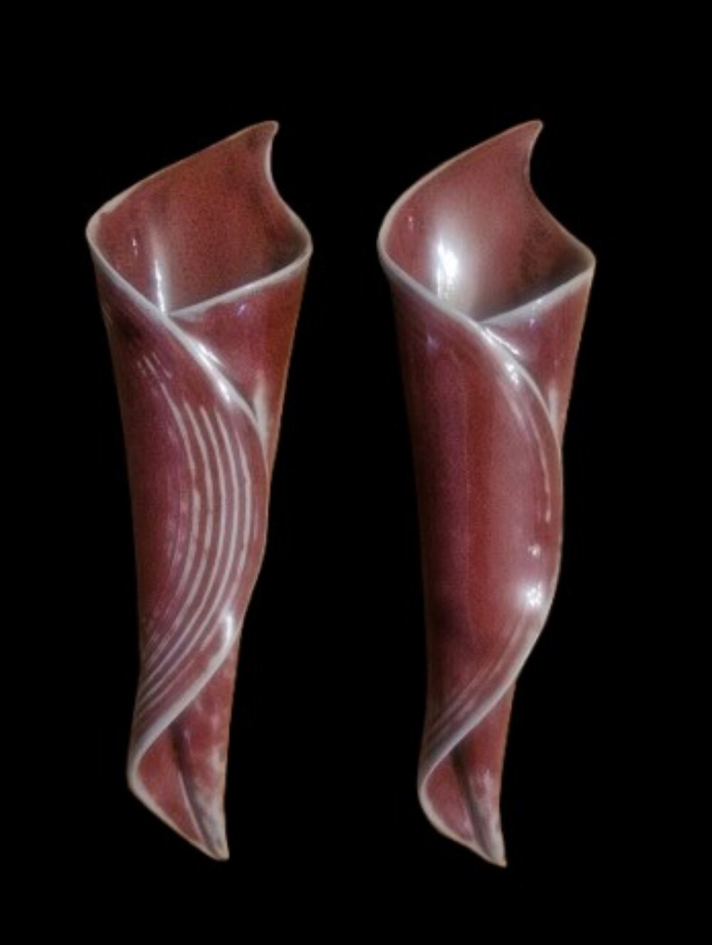 Mid-20th century Ceramic Artisan wall pocket vases. Set of 2